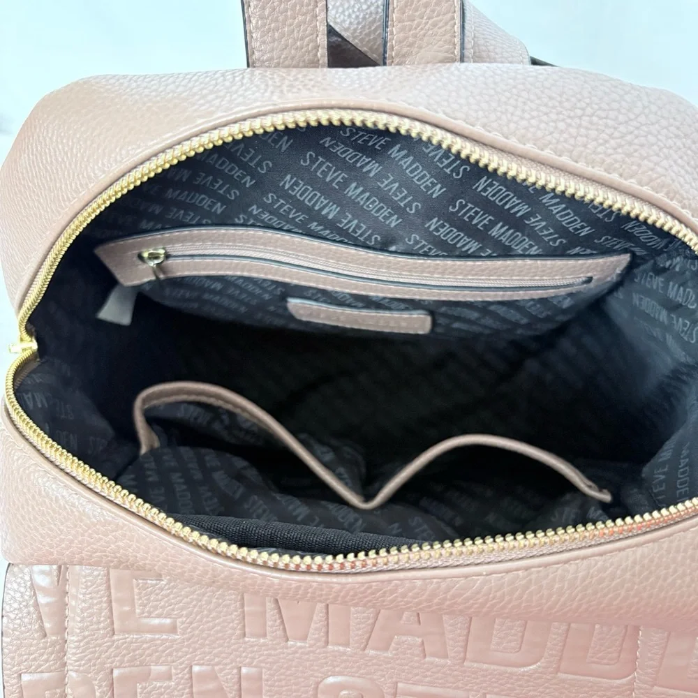 Steve Madden Faux Leather Mauve Backpack & Gold Accents Casual Women's Bag Sz M - Picture 11 of 15